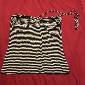 Tube top with halter top strings.